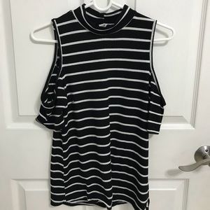 cold shoulder striped tee; forever 21